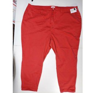 Denim Six Women's Plus Size 28W Faded Rose Capri Pants w/ Cuffs Zip and Button